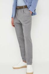 HUGO BOSS pantaloni de lana culoarea gri, drept 9BYX-SPM027_09X