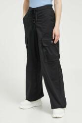Hugo pantaloni femei, culoarea negru, fason cargo, high waist 9BYX-SPD02A_99X