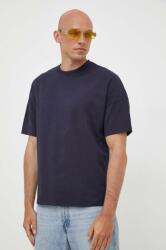 American Vintage tricou din bumbac culoarea albastru marin, neted 9BYX-TSM0Z4_59C