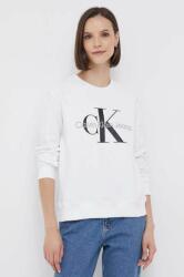 Calvin Klein hanorac de bumbac femei, culoarea alb, cu imprimeu J20J219140 99KK-BLD0DD_00X