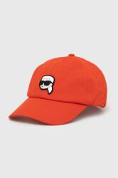 Karl Lagerfeld șapcă de baseball din bumbac culoarea portocaliu, cu imprimeu 99KK-CAU0I7_33X