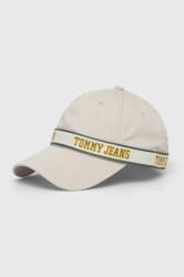 Tommy Jeans șapcă de baseball din bumbac culoarea bej, cu imprimeu 9BYX-CAD00K_01X