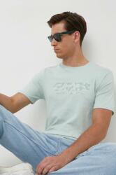 Guess tricou barbati, culoarea turcoaz, cu imprimeu 9BYX-TSM00F_65X