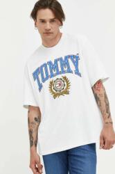 Tommy Jeans tricou din bumbac culoarea bej, cu imprimeu 9BYX-TSM03E_00X