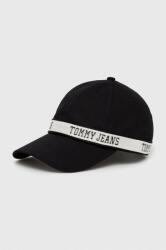 Tommy Jeans șapcă de baseball din bumbac culoarea negru, cu imprimeu 9BYX-CAD00K_99X