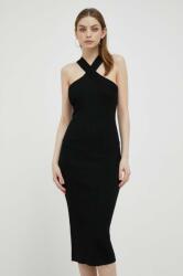 DKNY rochie culoarea negru, midi, mulata 9BYX-SUD0BL_99X