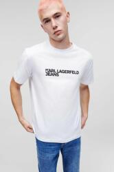 Karl Lagerfeld Jeans tricou din bumbac culoarea alb, cu imprimeu 9BYX-TSM0AL_00X