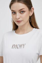 DKNY tricou femei, culoarea alb 9BYX-TSD06P_00X