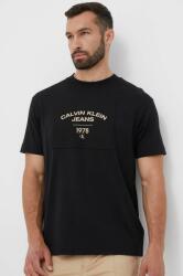 Calvin Klein Jeans tricou din bumbac culoarea negru, cu imprimeu 9BYX-TSM02M_99X