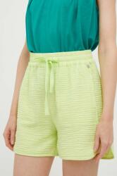 Rich & Royal pantaloni scurti femei, culoarea verde, neted, high waist MBYX-SZD001_71X