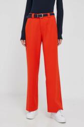 Rich & Royal pantaloni femei, culoarea portocaliu, drept, high waist MBYX-SPD003_23X