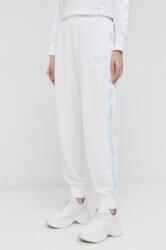 Armani Exchange pantaloni de trening femei, culoarea alb, cu imprimeu PPYX-SPD0D0_00X