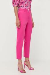 Custommade pantaloni femei, culoarea roz, drept, high waist 9BYX-SPD009_42X