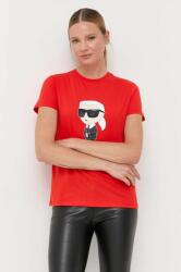 Karl Lagerfeld tricou din bumbac femei, culoarea portocaliu PPYX-TSD0CS_22C