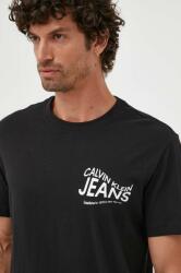 Calvin Klein Jeans tricou din bumbac culoarea negru, cu imprimeu 9BYX-TSM1B8_99X