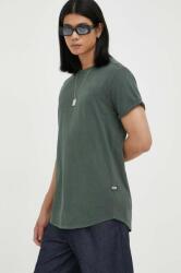 G-Star Raw tricou din bumbac culoarea verde, neted PPY8-TSM0OU_91X