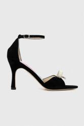 Custommade sandale din piele intoarsa Ashley Pearl Bow culoarea negru, 999621046 9BYX-OBD0O1_99X