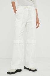 Day Birger et Mikkelsen pantaloni de bumbac culoarea alb, lat, high waist 9BYX-SPD0D5_00X