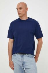 American Vintage tricou din bumbac culoarea albastru marin, neted 9BYX-TSM0Z4_59X