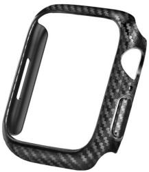 Apple Watch 7 (45mm), Műanyag védőkeret, közepesen ütésálló, szíj nélkül, karbon minta, fekete - tok-shop