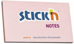 STICK'N Notes autoadeziv 76x127 mm, 100 file, STICK'N Pastel - Roz (HO-21154)