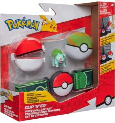 Pokémon - set figurina si centura clip n go, poké ball & nest ball & bulbasaur #2 (BPKW3160)