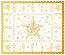Decorer Fata masa Craciun textil alb auriu 150x180 cm (A16.12.67) Fata de masa