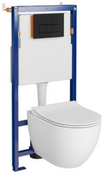 Cersanit Set vas wc suspendat Zen CleanOn cu capac soft close, rezervor incastrat si clapeta negru mat (S701-655)