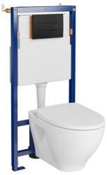Cersanit Set vas wc suspendat Moduo CleanOn cu capac soft close, rezervor incastrat si clapeta negru mat (S701-650)