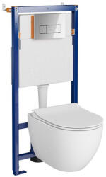 Cersanit Set vas wc suspendat Zen CleanOn cu capac soft close, rezervor incastrat si clapeta crom lucios Opti (S701-632)