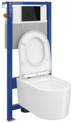 Cersanit Set vas wc suspendat Inverto StreamOn cu capac soft close, rezervor incastrat si clapeta negru lucios (S701-424)