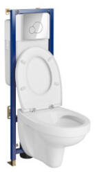 Cersanit Set vas wc suspendat CleanOn Cersania cu capac soft close, rezervor incastrat si clapeta crom lucios (S701-689)