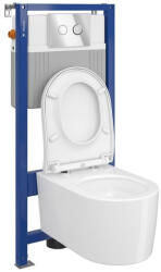 Cersanit Set vas wc suspendat Inverto StreamOn cu capac soft close, rezervor incastrat si clapeta crom lucios (S701-425)