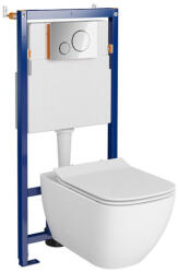 Cersanit Set vas wc suspendat Virgo CleanOn cu capac soft close, rezervor incastrat si clapeta crom lucios Opti (S701-633)