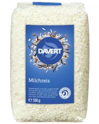 Davert Orez cu bob rotund alb pentru lapte bio 500g