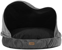 RECOBED Puf RECOBED cu pătură Velur gri/negru M Ø70cm