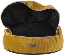 RECOBED Puf RECOBED cu pătură Velur miere/negru S Ø55cm