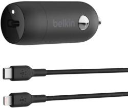 Belkin Boost Up Charge Autós töltő 1xUSB-C 30W + Lightning kábel fekete (CCA004BT1MBK-B5)