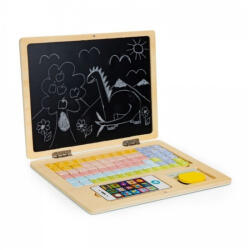 Eco Toys Laptop educational din lemn cu magnet si taste din lemn Ecotoys G068 - Roz (EDIG068PINK) - babyneeds