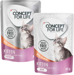Concept for Life Concept for Life Pachet economic mixt în gelatină & sos Fără cereale 24 x 85 g - Kitten Somon și