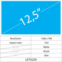 Notebook LCD 12.5 LCD Slim Mat 40 pin HD, Matte