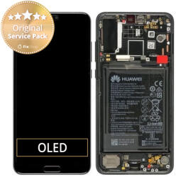Huawei P20 Pro CLT-L29, CLT-L09 - Ecran LCD + Sticlă Tactilă + Ramă + Baterie (Black) - 02351WQK Genuine Service Pack, Black