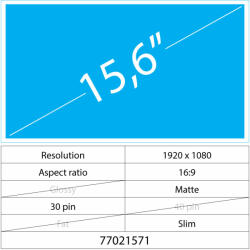 Notebook LCD 15.6 LCD NanoEdge Matte 30 pini Full HD Fără mânere, Matte