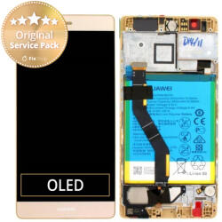 Huawei P9 Plus - Ecran LCD + Sticlă Tactilă + Ramă + Baterie (Gold) - 02350SUQ, 02350SUW Genuine Service Pack, Gold