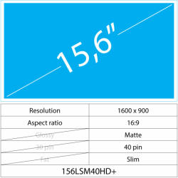 Notebook LCD 15.6 LCD Slim Mat 40 pin HD+, Matte