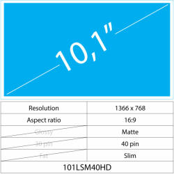 Notebook LCD 10.1 LCD Slim Mat 40 pin HD, Matte