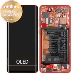 Huawei P30 Pro - Ecran LCD + Sticlă Tactilă + Ramă + Baterie (Amber Sunrise) - 02352PGK Genuine Service Pack, Red