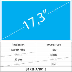 Notebook LCD 17.3 LCD Slim Mat 30 pin Full HD, Matte