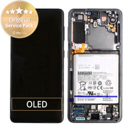 Samsung Galaxy S21 G991B - Ecran LCD + Sticlă Tactilă + Ramă + Baterie (Phantom Gray) - GH82-24716A, GH82-24718A Genuine Service Pack, Phantom Grey
