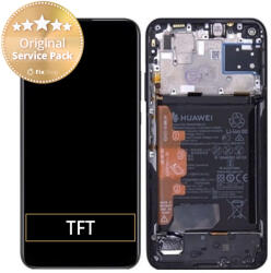 Huawei P40 lite - Ecran LCD + Sticlă Tactilă + Ramă + Baterie (Midnight Black) - 02353KFU Genuine Service Pack, Midnight Black